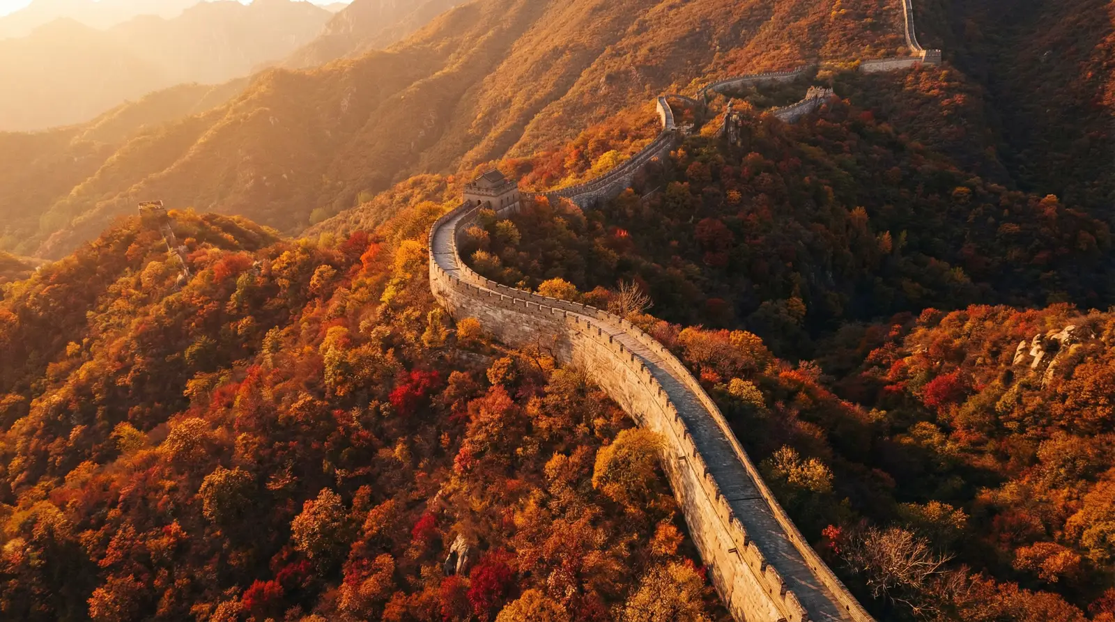 国产精品 秋日长城航拍全景